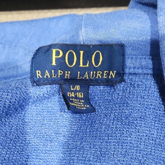Polo by Ralph Lauren Kids Blue Zip-Up Hoodie Size Lg (14-16) - Picture 2 of 3